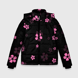Куртка зимняя для мальчика САКУРА ВИШНЯ ЛЕПЕСТКИ, цвет: 3D-черный