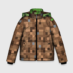 Куртка зимняя для мальчика ЗЕМЛЯ DIRT MINECRAFT, цвет: 3D-светло-серый