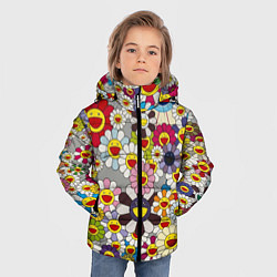 Куртка зимняя для мальчика Flower Superflat, Такаши Мураками, цвет: 3D-черный — фото 2