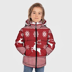 Куртка зимняя для мальчика Узор с оленями, цвет: 3D-красный — фото 2