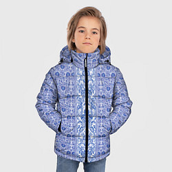 Куртка зимняя для мальчика Русские узоры Гжель, цвет: 3D-черный — фото 2