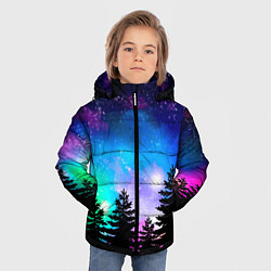 Куртка зимняя для мальчика Космический лес, елки и звезды, цвет: 3D-светло-серый — фото 2