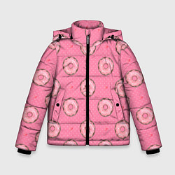 Куртка зимняя для мальчика Розовые пончики паттерн, цвет: 3D-красный