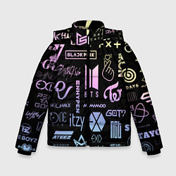 Куртка зимняя для мальчика K-pop лого исполнителей, цвет: 3D-черный