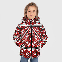 Куртка зимняя для мальчика Русский узор, геометрическая вышивка, цвет: 3D-светло-серый — фото 2