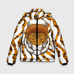 Куртка зимняя для мальчика Тигр в кепке, цвет: 3D-светло-серый