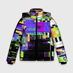 Куртка зимняя для мальчика Глитч эффект, цвет: 3D-светло-серый