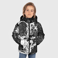 Куртка зимняя для мальчика ЧБ Японский Дракон Dragon Иероглифы, цвет: 3D-черный — фото 2