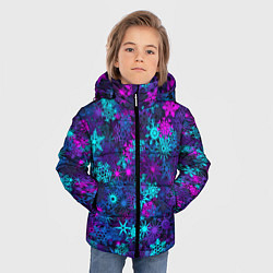 Куртка зимняя для мальчика Неоновые снежинки, цвет: 3D-красный — фото 2