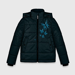 Куртка зимняя для мальчика Стая неоновых бабочек, цвет: 3D-светло-серый