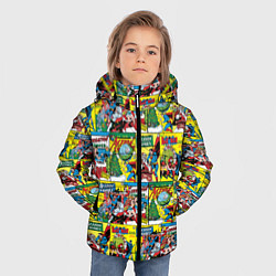 Куртка зимняя для мальчика Новогодние обложки DC, цвет: 3D-красный — фото 2