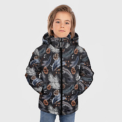 Куртка зимняя для мальчика Узор из еловых веток и шишек Акварельный рисунок, цвет: 3D-красный — фото 2
