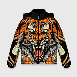 Куртка зимняя для мальчика Символ года тигр в гневе, цвет: 3D-красный