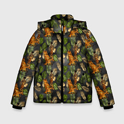 Куртка зимняя для мальчика Тропики и тигры, цвет: 3D-красный