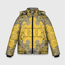Зимняя куртка для мальчика Коллекция Фрактальная мозаика Желтый на черном 573