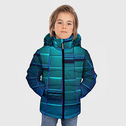 Куртка зимняя для мальчика 3D квадраты неоновые, цвет: 3D-черный — фото 2