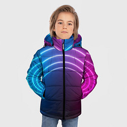 Куртка зимняя для мальчика Арка неонового света full version, цвет: 3D-черный — фото 2