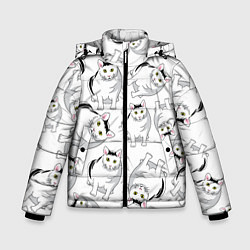 Куртка зимняя для мальчика КОТИКИ МЕМ МЯУ, цвет: 3D-красный