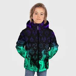 Куртка зимняя для мальчика НЕОНОВЫЙ ОГОНЬ ГЕНШИН ИМПАКТ СИМВОЛЫ, цвет: 3D-черный — фото 2