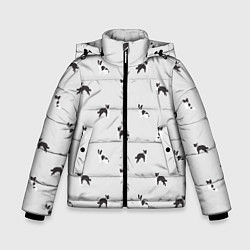 Куртка зимняя для мальчика Черно-белые собачки паттерн, цвет: 3D-светло-серый