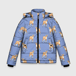 Куртка зимняя для мальчика Оленята паттерн, цвет: 3D-красный