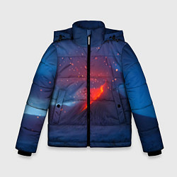 Куртка зимняя для мальчика Извержение вулкана ночью, цвет: 3D-светло-серый