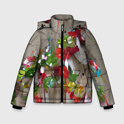 Куртка зимняя для мальчика Зимние ягоды, цвет: 3D-красный