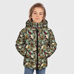 Куртка зимняя для мальчика Доллары, Черепа, Бриллианты, Кресты, Кастеты, Цепи, цвет: 3D-черный — фото 2