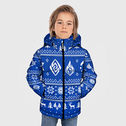 Куртка зимняя для мальчика НОВОГОДНИЙ СВИТЕР GENSHIN IMPACT СИНИЙ, цвет: 3D-черный — фото 2