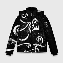 Куртка зимняя для мальчика ТАТУИРОВКА ДРАКЕНА WHITE AND BLACK, цвет: 3D-черный