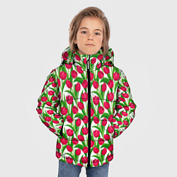 Куртка зимняя для мальчика Весенние Тюльпаны, цвет: 3D-красный — фото 2