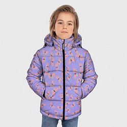 Куртка зимняя для мальчика Бабочки паттерн лиловый, цвет: 3D-светло-серый — фото 2