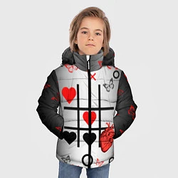 Куртка зимняя для мальчика Крестики нолики сердцами, цвет: 3D-красный — фото 2