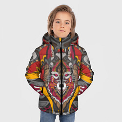 Куртка зимняя для мальчика Этника Волк Узоры, цвет: 3D-светло-серый — фото 2