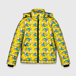 Куртка зимняя для мальчика Летний узор Забавные бананчики, цвет: 3D-светло-серый