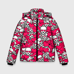 Куртка зимняя для мальчика Влюбленные черепа, цвет: 3D-красный