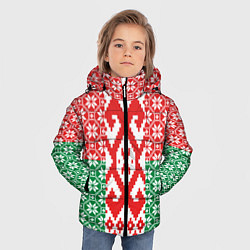 Куртка зимняя для мальчика Белоруссия Обережные Узоры Алатырь, цвет: 3D-красный — фото 2