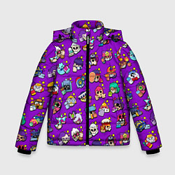 Куртка зимняя для мальчика Особые редкие значки Бравл Пины фиолетовый фон Bra, цвет: 3D-черный