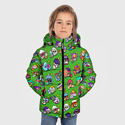 Куртка зимняя для мальчика Особые редкие значки Бравл Пины зеленый фон Brawl, цвет: 3D-красный — фото 2