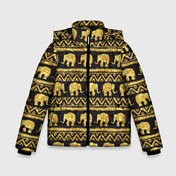 Куртка зимняя для мальчика Золотые слоны, цвет: 3D-черный