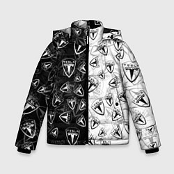 Куртка зимняя для мальчика TESLA BLACK AND WHITE LOGO PATTERN, цвет: 3D-черный