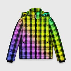 Куртка зимняя для мальчика Градиентный клетчатый узор, цвет: 3D-черный