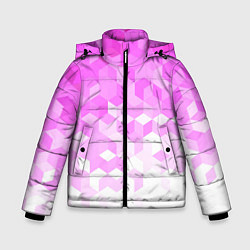 Куртка зимняя для мальчика 3D ромб розовый, цвет: 3D-светло-серый