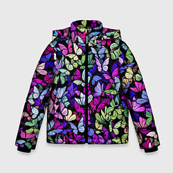 Куртка зимняя для мальчика Витражные бабочки, цвет: 3D-черный