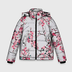 Куртка зимняя для мальчика Цветущие ветви, цвет: 3D-светло-серый