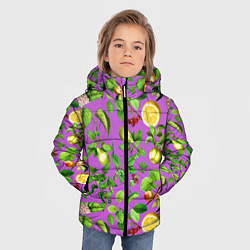 Куртка зимняя для мальчика Фруктовый микс паттерн, цвет: 3D-красный — фото 2