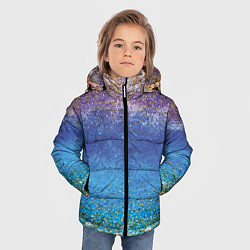 Куртка зимняя для мальчика Градиент акварельный с золотым сияющим глиттером Б, цвет: 3D-черный — фото 2