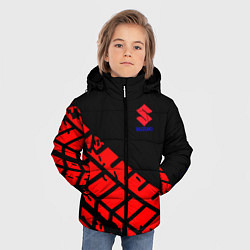 Куртка зимняя для мальчика SUZUKI следы шин, цвет: 3D-светло-серый — фото 2