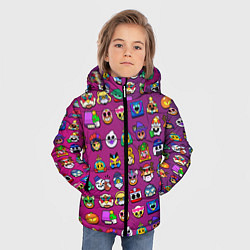 Куртка зимняя для мальчика Значки на скины Бравл Старс Brawl Розовыйградиент, цвет: 3D-черный — фото 2