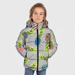 Куртка зимняя для мальчика Узорные ананасы, цвет: 3D-светло-серый — фото 2
